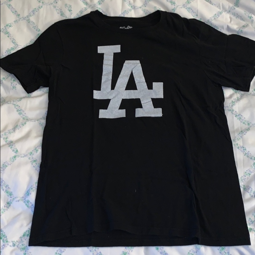 Black MLB LA Dodgers logo T-shirt